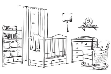 Child Room Interior Sketch Custom Designed Illustrations Creative