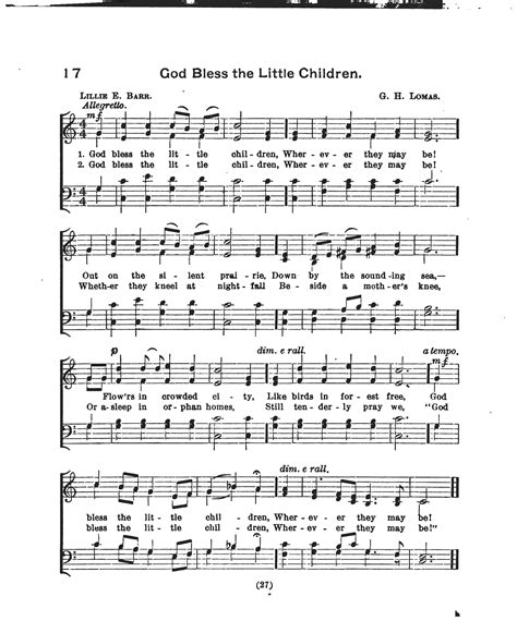 God Bless The Little Children Score