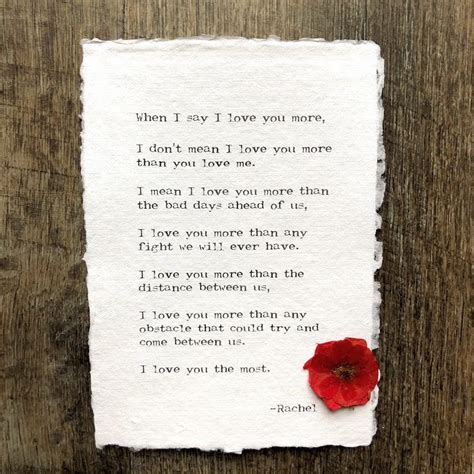 When I say I love you more the most poem print in typewriter | Etsy