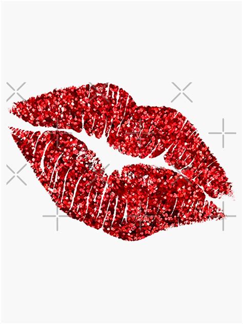 Glitter Lips Red Sticker For Sale By Myheadisaprison Redbubble