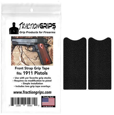 2 Pack Tractiongrips Black Rubber Grip Tape Overlay For 1911 Pistol