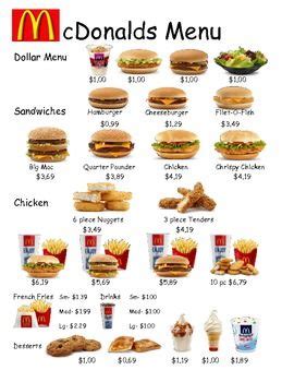 The worksheets come along with answer keys assisting in. Menu Math 11 pages! - 3 menu's (McD's, BK, ChickfilA - 8 ...