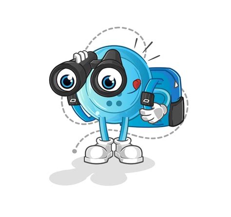 Premium Vector Shirt Button With Binoculars Character Cartoon Mascot