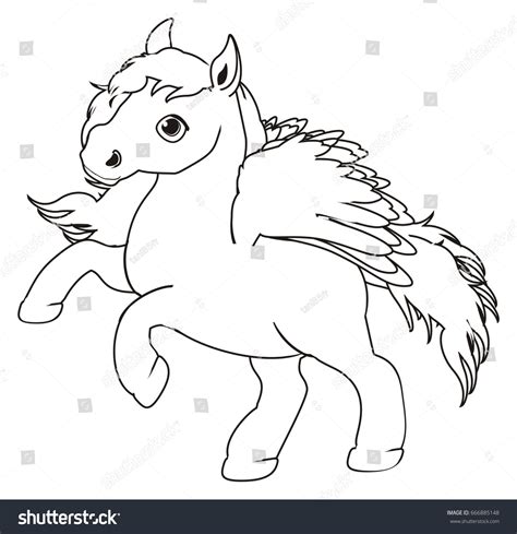 Coloring Cute Pegasus Stock Illustration 666885148 Shutterstock