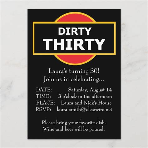 Dirty Thirty Invitation Birthday 30