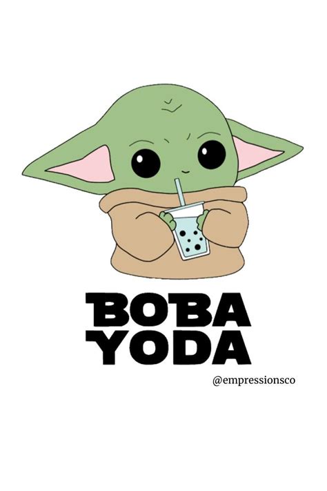 Baby Yoda With Boba In 2021 Yoda Sticker Yoda Wallpaper Cute