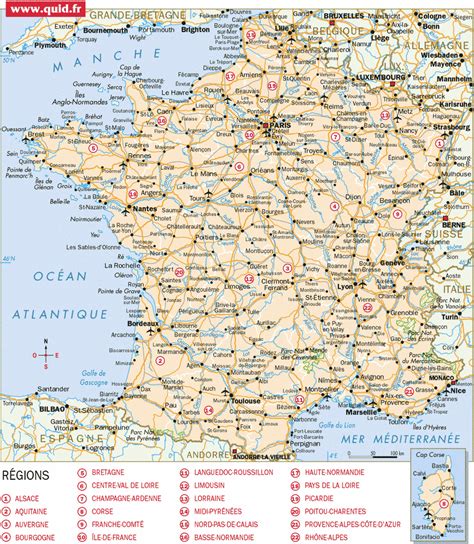 Les principales villes en bretagne. Carte de France départements villes et régions - Arts et ...