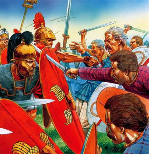 Gallic Warriors Charging Into A Roman Shield Wall Roman History
