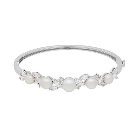 Simply Vera Vera Wang Sterling Silver Freshwater Cultured Pearl And Lab Created White Sapphire