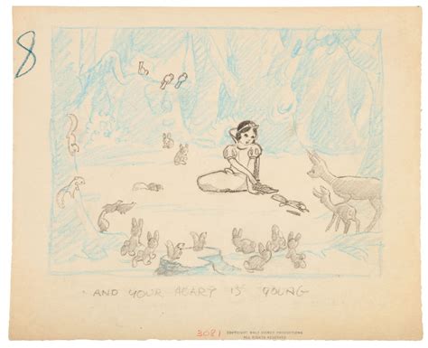 Hakes Snow White Feeding Forest Animal Friends Original Concept Art