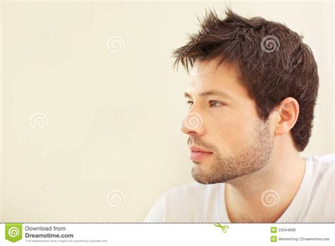 Serious Pensive Man Profile Stock Photo Image Of Musing