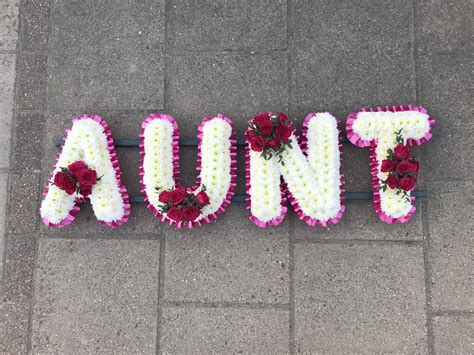 A white based Aunt funeral tribute, these letters have a striking