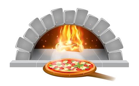 Premium Vector Brick Stone Oven Pizza Illustration Emblem Or Label