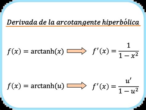 Derivada De La Arcotangente Hiperbólica Fórmula Y Ejemplos