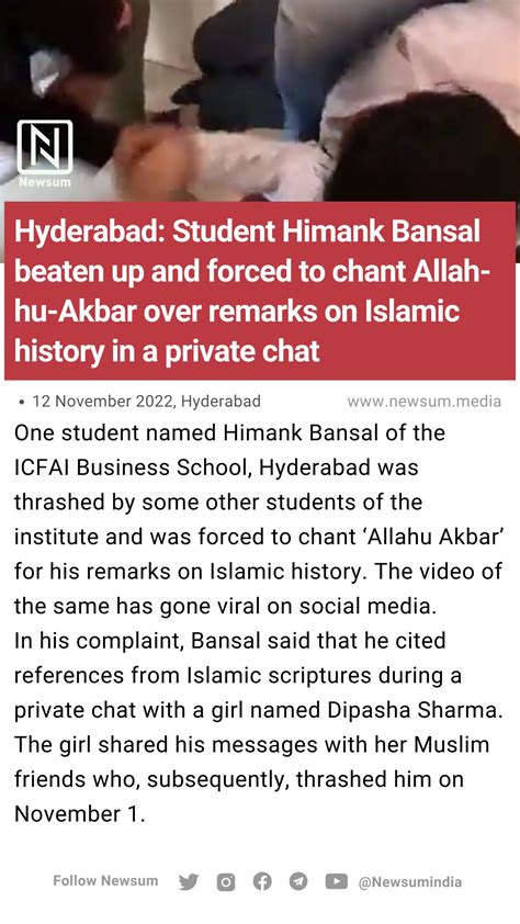 Newsum On Twitter Hyderabad Student Himank Bansal Beaten Up And