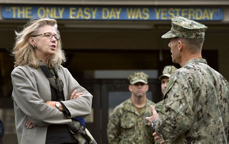 Acting Deputy Defense Secretary Christine H Fox Gets A Briefing From Navy Capt Keith Davids