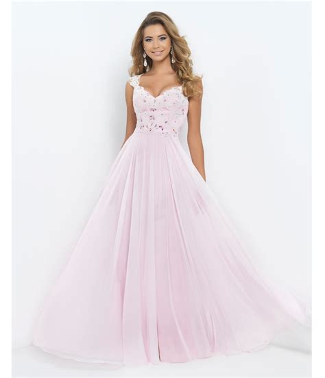 Blush Prom Petal Pink V Neck Sweetheart Lace Crystal Bodice Chiffon