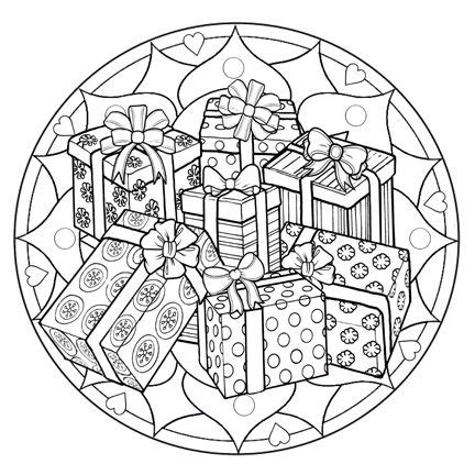 Presents Mandala | Coloring pages, Mandala coloring pages, Christmas