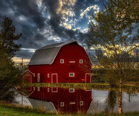 Red Barn Sunset Reflection Photograph By Mountain Dreams Fine Art America
