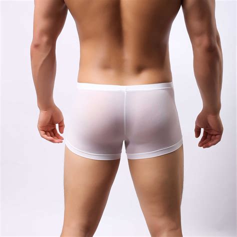 Men S Boxer Sheer See Through Underwear Trunks EBay