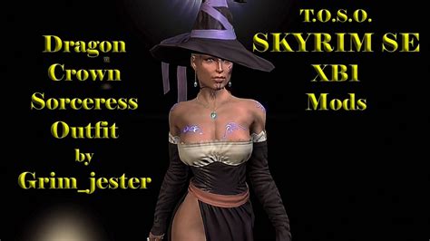 Skyrim Mods Xb1 Dragon Crown Sorceress Outfitt Female Sexy Girly Mage Robe Hd Youtube