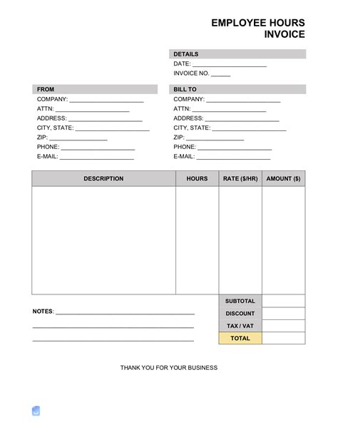 Employee Hours Invoice Template Invoice Maker