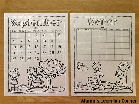 Color Your Own Calendar 2020 2021 Mamas Learning Corner