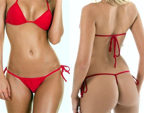 Red Thong Bikini Set Size S M L Xl Sexy Red Bikini Set Swimwear EBay