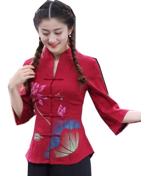 Shanghai Story Chinese Traditional Top Flower Printed Cheongsam Tops