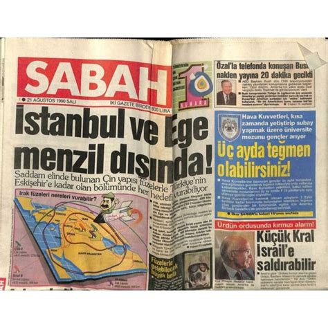 Gökçe Koleksiyon Sabah Gazetesi 21 Ağustos 1990 Ferdi Fiyatı