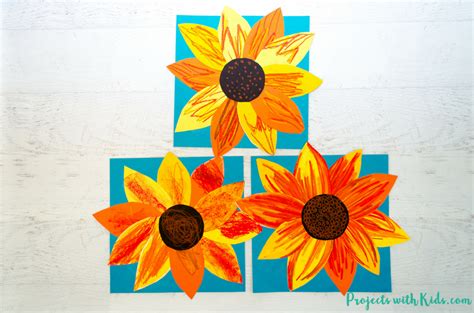 Autumn Sunflower Craft With Oil Pastels Projects With Kids