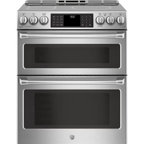 Ge Cafe 67 Cu Ft Slide In Double Oven Electric Range With Self