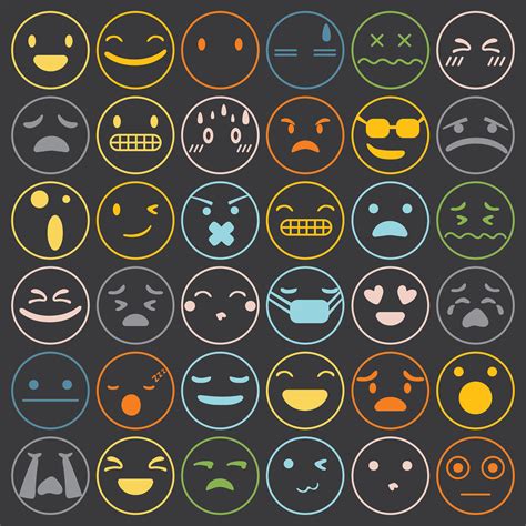 Emoji Emoticons Definir Expressão Expressão Sentimentos Coleção Vector