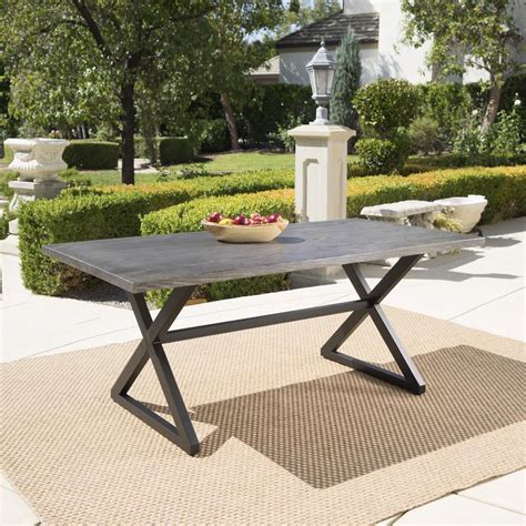 Noble House Rolando Grey Metal Outdoor Dining Table 17741 The Home