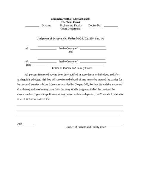 Massachusetts Judgment Application Form Fill Out And Sign Printable