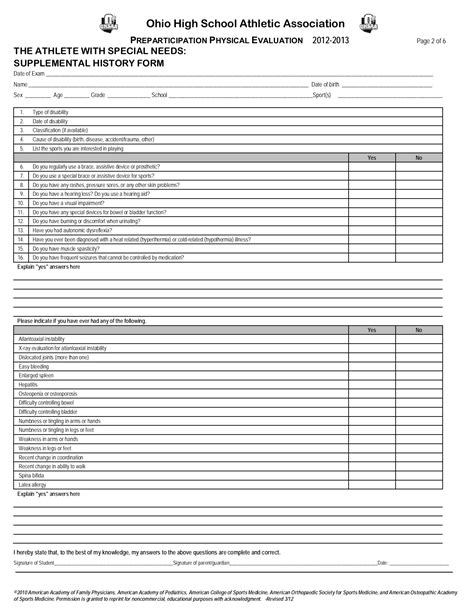 If the form prints on multiple pages: Sports Physical Form Ohio 12 Sports Physical Form Ohio 12 ...