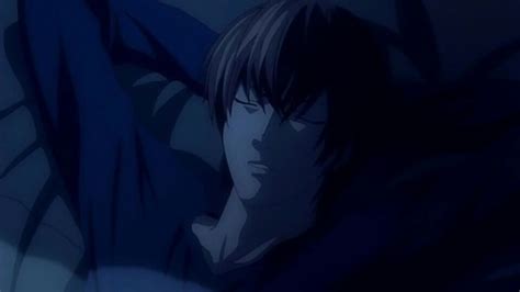 An Anime Character Laying In Bed With His Arm Around The Head And Arms