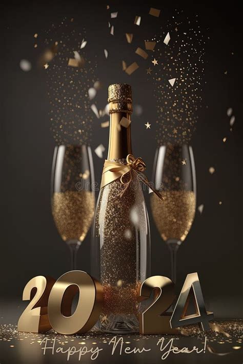 Celebrating The New Year 2024 With Champagne Ai Generative Stock