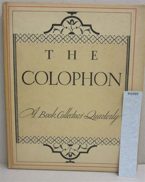 The Colophon A Book Collectors Quarterly Part Five Elmer Adler