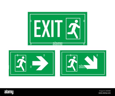 Emergency Exit Sign Protection Symbol Fire Icon Vector Stock