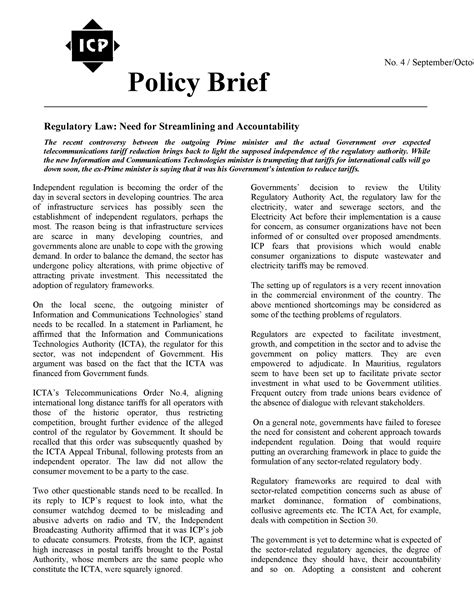 Contents planning your policy brief policy brief template designing the brief checking your work. 50 Free Policy Brief Templates (MS Word) ᐅ TemplateLab