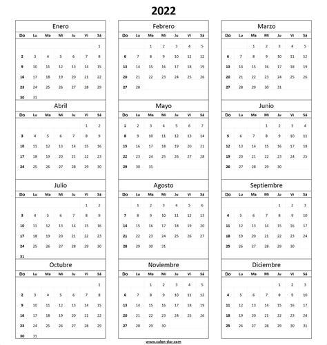 Modelo Calendario 2022 Para Imprimir Calendar Printables Print