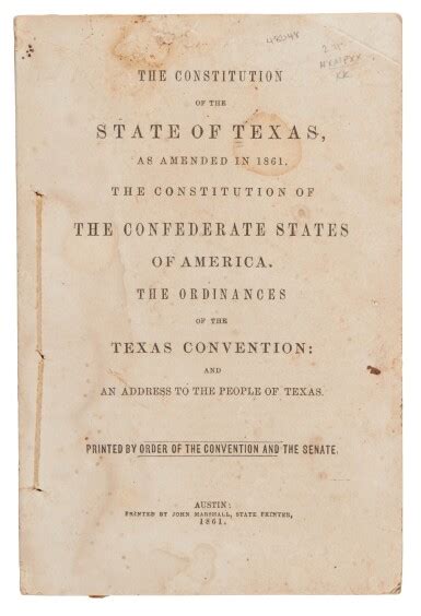 Texas The Secession Constitution The Constitution Of The Confederate