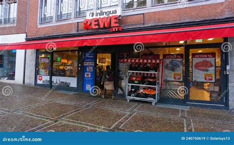 The Entrance Of A Rewe Supermarket Editorial Stock Image Image Of