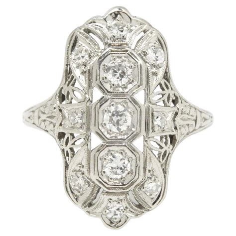 Antique Edwardian Stone Sapphire Engagement Ring Diamond Filigree