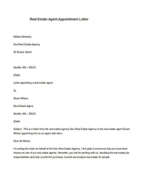 Efficient insurance agent with 5+ years of experience, skilled in upselling and qualifying leads. FREE 6+ Sample Agent Appointment Letter Templates in PDF | MS Word