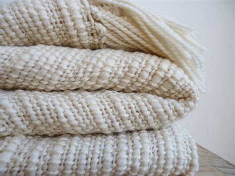 Merino Wool Chunky Throw Natural Organic Textured Off White Etsy Uk