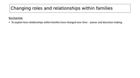 Changing Roles And Relationships Within Families Sociology Teaching