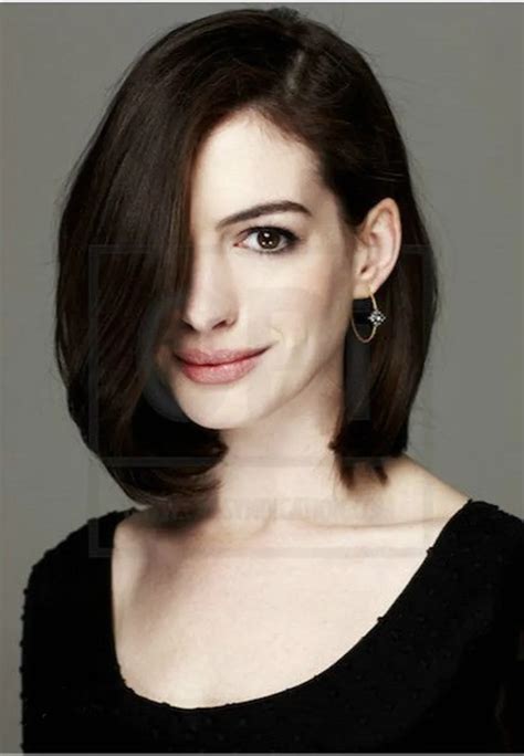 Anne Hathaway Medium Hair Anne Hathaway Short Straight Dark Brunette