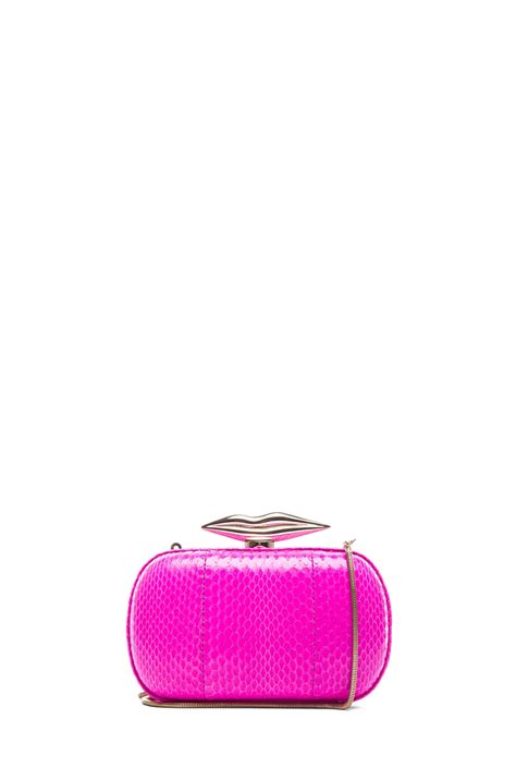 Diane Von Furstenberg Minaudiere Flirty Snake Clutch In Fetish Pink Fwrd